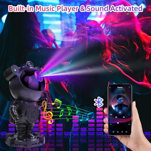 Star Projector Astronaut Galaxy Projector - Bluetooth Speaker, White Noise,Moon Nebula Night Light for Bedroom, 360° Adjustable,Timer and Remote, Star Galaxy Projectors for Kids Adult,Gift Choice - Thumbnail 5