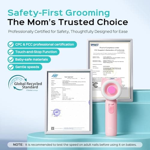COSLUS Baby Nail File, Baby Nail Trimmer Electric, Baby Nail Clipper - Gentle, Quiet with 360° Light, Safe for Sleep Time Grinding, 16-in-1 Kit for Newborn, Infant & Toddler (C50, Strawberry Pink) - Thumbnail 3