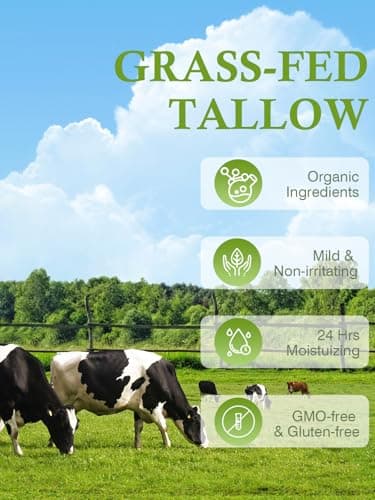 Beef Tallow, Tallow Face Moisturizer, Beef Tallow for Skin, Unscented 100% Organic Beef Tallow Blam Grass Fed Finished Whipped Tallow Face Cream Moisturizer Body Lotion Skin Care for Sensitive Skin - Thumbnail 2