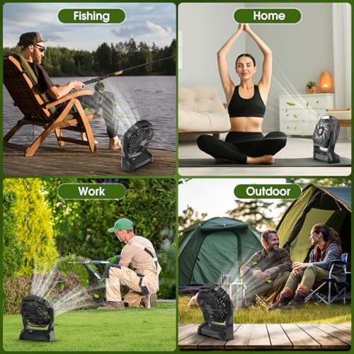 Portable Rechargeable Fan, 20000mAh Cordless Battery Powered Camping Tent Fans with LED Lantern, Small USB C Operated Outdoor Ventilador for Travel Camp Fishing Picnic Beach Office Home Essentials - Thumbnail 6