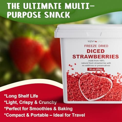 16 Oz/1lb Freeze Dried Strawberries Pieces, Resealable Bucket Dehydrated Strawberry - Premium Dried Fruit Bulk No Added Sugar Snack for Smoothies, Oatmeal, Yogurt, Baking, Dessert & Trail Mix - Thumbnail 4