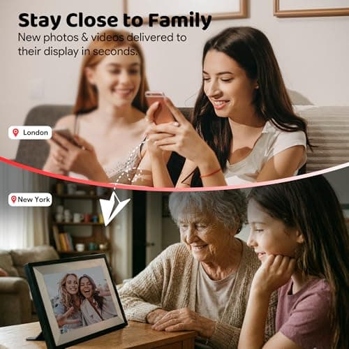PIPI Vision 10.1 Inch WiFi Digital Picture Frame (32GB), Frameo App Ready, No Monthly Fee, IPS Touch Screen, Easy Setup, Instantly Share Photos & Videos for Grandparents - Thumbnail 3