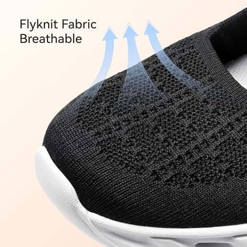 BOSTANTEN Comfortable Mary Jane Sneakers for Women - Lightweight & Breathable, Slip On Casual Shoes 2026, Wide Toe Box, Cushioned Sole for All-Day Walking/Work Black - Thumbnail 5