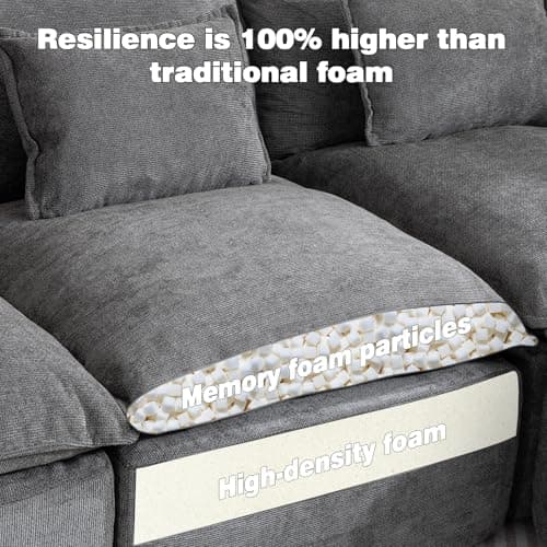 Fachmaih Boneless Loveseat Couch Sectional Cloud Couch Oversized Modular Sectional Sofa Modern Cloud Sofa Couches with Pillow for Living Room Bedroom - Thumbnail 3