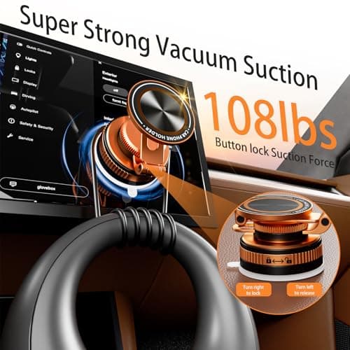 Upgraded Vacuum Magnetic Phone Holder for Car, Nano Gel Suction Cup Phone Mount for MagSafe, 108LBS Strong Suction & 3000GF Magnet, Adjustable Zinc Alloy Arm Car Mount for iPhone 17/16/15Pro Max - Thumbnail 3