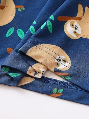 Joonberry Toddler Kids Soft Bamboo Viscose Long Sleeve Top and Pants Clothing Set–2-Piece 2-9Y Boys Girls Outfit（Sloth, 4-5Y - Thumbnail 5