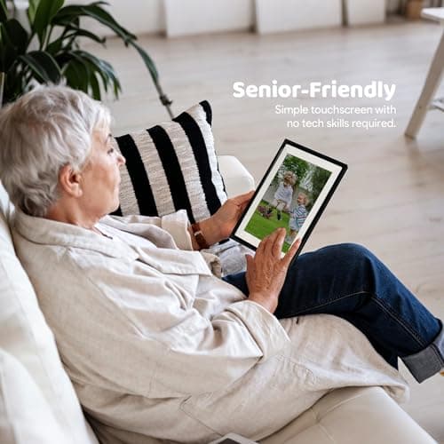 PIPI Vision 10.1 Inch WiFi Digital Picture Frame (32GB), Frameo App Ready, No Monthly Fee, IPS Touch Screen, Easy Setup, Instantly Share Photos & Videos for Grandparents - Thumbnail 4