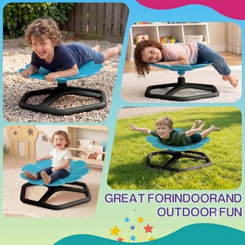 KYZDZQ Spinning Chair for Autistic Kids,Sensory Swivel Chair, 220LBS Weight Capacity, Sensory Toy for ADHD & Autism 3-6 Years Children,Training Body Coordination, Metal Base Non-Slip Design (Blue) - Thumbnail 4