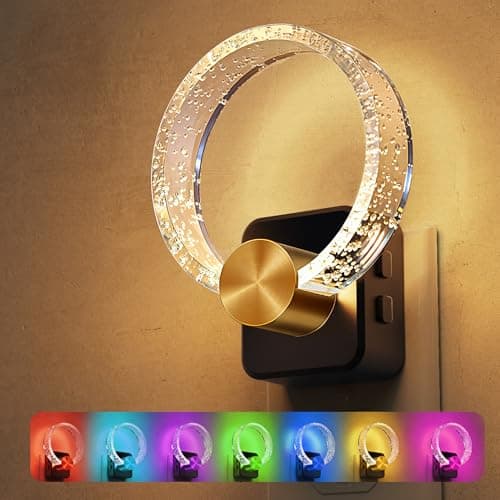 L LOHAS LED Night Lights Plug into Wall, Changing RGB Night Light with Dusk to Dawn Sensor, 180° Rotatable Bubble Nightlight Plug in Wall for Halloween, Christmas, Holiday, Hallway - Image 1