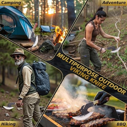 Topfeel Hand Forged Viking Knife 6.2" Meat Cleaver with Sheath, Chinese Kitchen Axe Boning Knife for Meat Cutting, High Carbon Steel Butcher Knife Home Outdoor BBQ Camping Birthday Gifts for Men Dad - Thumbnail 5