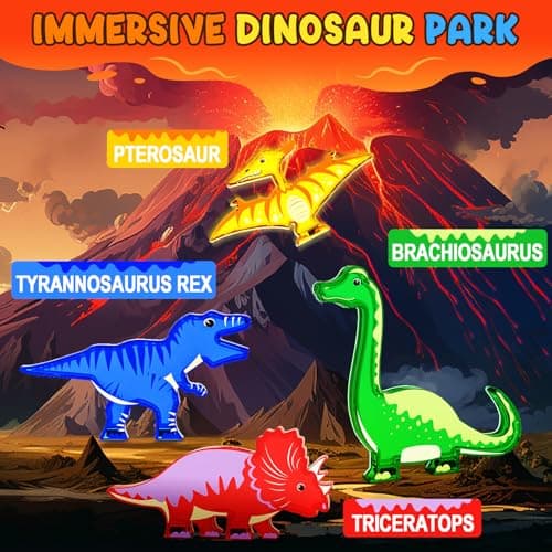 Coodoo Dinosaur Toys Magnetic Tiles - Magnet Building Blocks for Toddler Kids Toys STEM Sensory Outdoor Toy for 3+ Year Old Boys and Girls, Dinosaur World Creative Games Kids - Thumbnail 2