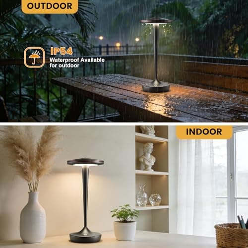 JALVDE Cordless Lamp Rechargeable LED Table Light,48Hrs Battery Operated Table Lamp,Potable Lamp with Stepless Dimming and Waterproof Lamp for Kitchen,Dining,Shower,Outdoor Patio,Camping (2Pblack) - Thumbnail 6