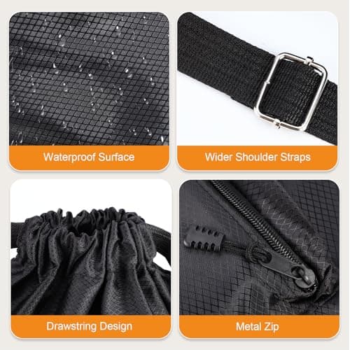 Dntorx Drawstring Backpack, Gym Bag with Water Bottle Pocket, Drawstring Sackpack, Waterproof String Backpack for Soccer, Basketball, Swim for Women Men - Thumbnail 5