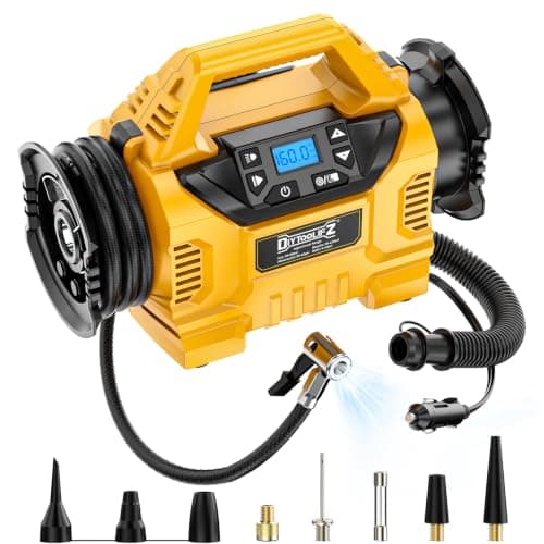 3X Faster Tire Inflator/Deflator Compatible with DeWalt 20V Battery, DIYtoolifz 160 PSI Cordless Air Compressor Pump with 12V Car Adapter, LCD Digital Gauge for Car, Air Mattresses (Tool Only)