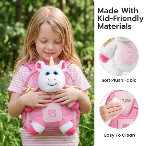 JOIEDOMI Toddler Backpack for Girls 2-4, 11" H Kids Backpack with Detachable Unicorn Toy for 2 Year Old Girl Birthday Gift, Lightweight Perfect for Daycare Preschool Travel - Thumbnail 6