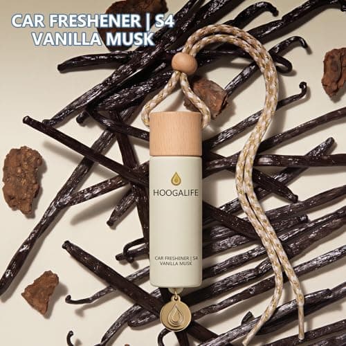 HOOGALIFE Car Air Freshener 2 Pack, Vanilla Musk Hanging Diffuser, 45+ Days Long Lasting Scent, Refillable Bottle, Odor Control for Auto Interior, Made in USA - Thumbnail 2