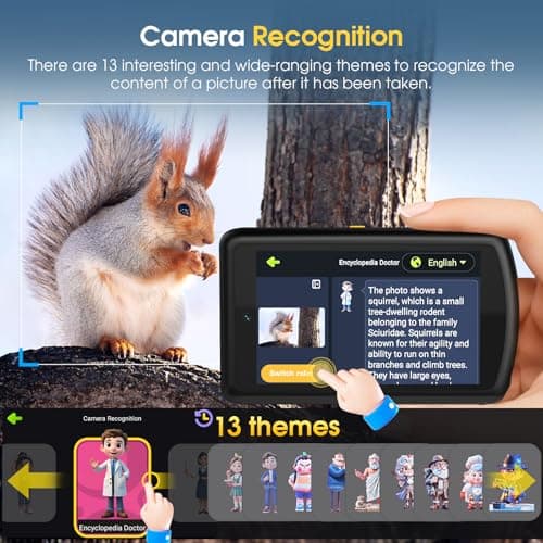 AI Digital Camera, Autofocus AI Camera Front and Rear Compact Digital Cameras for Photography with WiFi,Object Recognition, 3.6'' Touch Screen,Smart Digital Camera for Kids Boys Girls (Black) - Thumbnail 2
