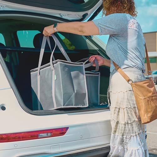 XL Insulated Grocery Bags (2-Pack) - Heavy Duty Reusable Cooler Bags (Blue) - Thumbnail 6