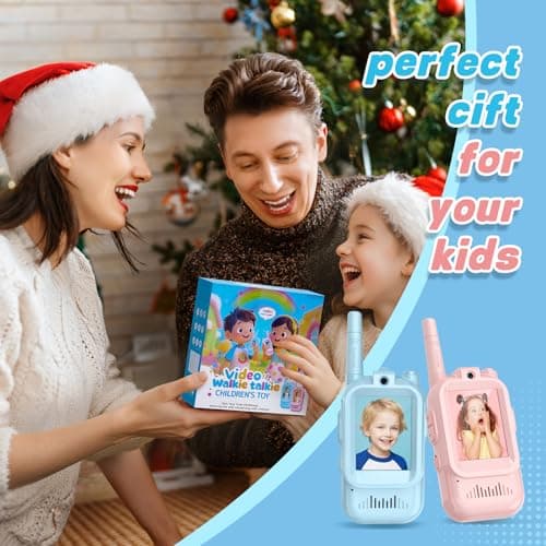 Walkie Talkies for Kids Pack of 2, Rechargeable Long Range 2 Way Radios Toys for Boys Girls Age 3-5, Birthday with Pink Blue Design,Outdoor Adventure Camping Hiking - Thumbnail 6
