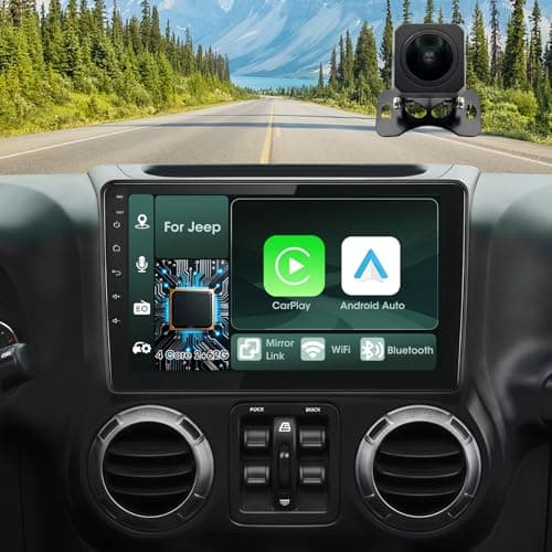 Nzjubo Car Radio Stereo for Jeep Wrangler JK 2007-2018 Grand Cherokee Patriot Compass Dodge Ram, Touch Screen Car Stereo with Bluetooth, Carplay, Android Auto, Backup Camera, Head Unit for Jeep JK