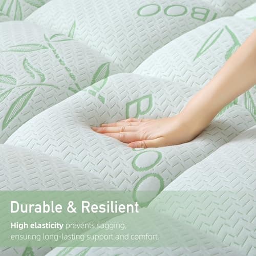 Extra Thick Mattress Topper King Size, Waterproof Soft Viscose Derived from Bamboo, Pillow Top Mattress Pad, Mattress Cover 1000GSM Filling with Deep Pocket for Back Pain Relief - Thumbnail 3