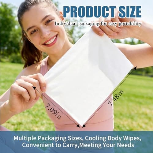 Cooling Face Body Wipes - 10 Packs of 10 (100 Wipes) - Disposable Individually Wrapped No-Rinse Cooling Towels, Extra-Thick Oversized Body Cleansing Wipes for Sports, Travel, Camping in Hot Weather - Thumbnail 2