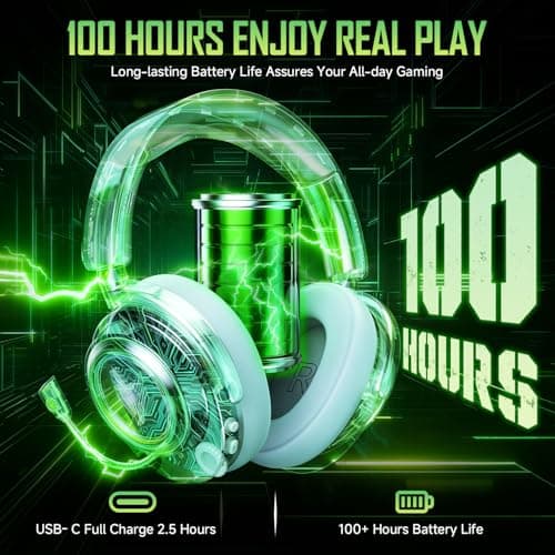 Wireless Gaming Headset for PS5 PS4 PC Switch Mac - 2.4GHz USB/Type-C & Bluetooth 5.4 RGB Headphones with 100H Battery, 7.1 Surround Sound, Noise Cancelling Mic & 3 Audio Modes (HiFi/Music/Game) - Thumbnail 2