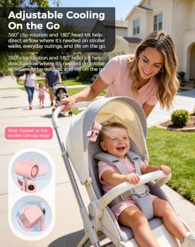 Hotsales Clip-On Portable Fan for Strollers, Handheld Turbo Fan for Travel - Thumbnail 4