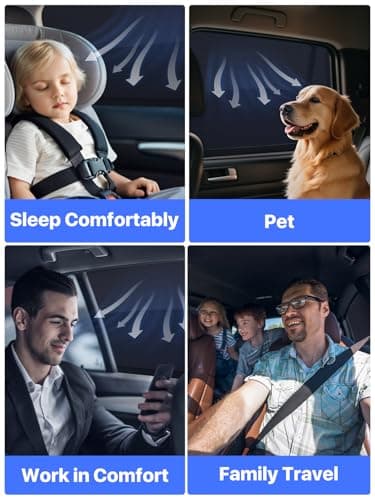 Nmoiss Breathable Mesh Camping Car Window Shades (2 Pack) – Ice Crystal Cooling Fabric, UPF50+ UV Protection, Breathable Mesh Privacy Screen & Bug-Proof Window Screen for SUV/Minivan/Sedan - Thumbnail 4