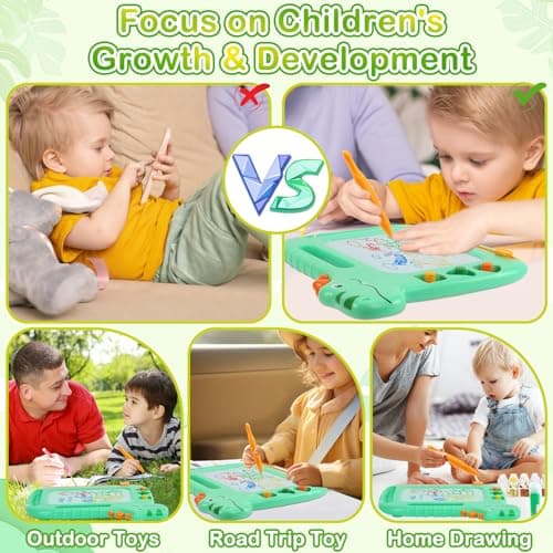Toddler Toys 2-3, Dinosaur Magnetic Drawing Board Toys for 1 2 3 Year Old Boy Girls,Colorful Magna Sturdy Doodle Board Kids Toy, Etch Sketch Educational Toy for Toddlers 1-3 Christmas Birthday Gifts - Thumbnail 6