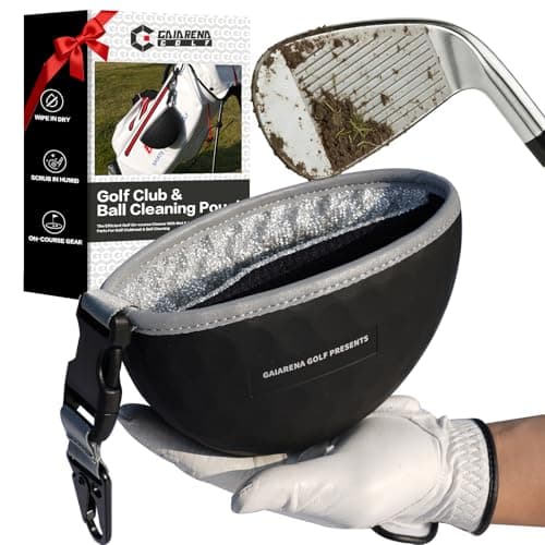 GAIARENA Golf Cleaning Bag Pouch Silicone Ball Washer Club Cleaner with Scrub and Wipe Cloth Gifts Ideas for Golfers On-Course Golf Accessories Black - Image 1