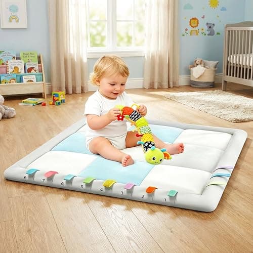 Kidmoze Baby Play Gym & Activity Mat, Baby Tummy time mat w 6 Detachable Toys, Promote Motor Skills & Sensory Development Mat, Newborn Infant Baby Essentials Gift. - Thumbnail 5