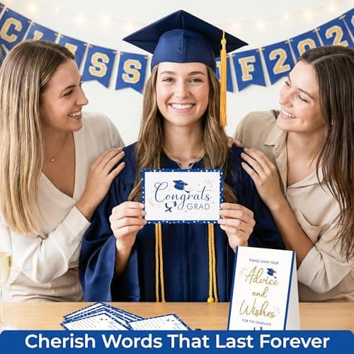 STOFINITY Graduation Advice Cards 2026-50 Pcs Well Wishes And Advice For The Graduate, Blue And Gold Graduation Decorations 2026, High School Grad Party Favors Supplies, College Grad Game Activities - Thumbnail 4