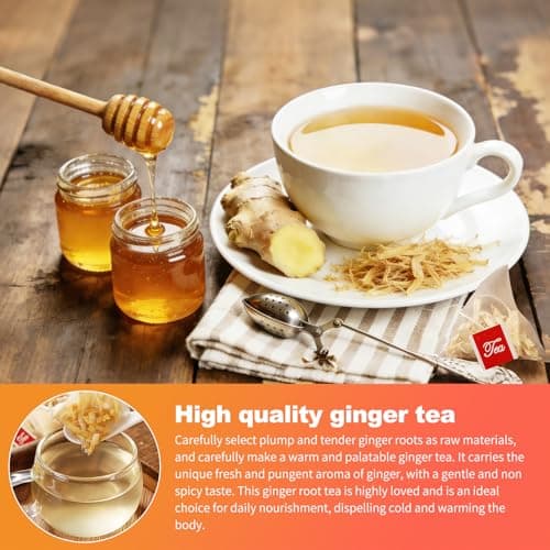 Halcyris Ginger Tea Bags (2g*50 Teabags) – Premium Ginger Root Tea for Support Digestion & Boost Immunity, All-Natural & Caffeine-Free, Non-GMO - Thumbnail 2