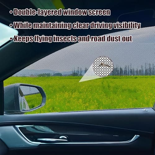Car Window Screen for Cars and SUVs,4 Pack, Insect-Proof, Maintains Air Circulation, Sun Shading, Privacy Protection(for All 4 Windows) - Thumbnail 4