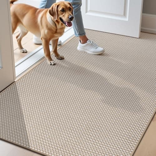 U'Artlines Door Mat 36"x59",Non Slip Rubber Backing Floor Mats, Absorbent Dirt Resistant Low-Profile Doormats, Front Door Mat Rug for Indoor Outdoor Entry, Patio, Porch Beige