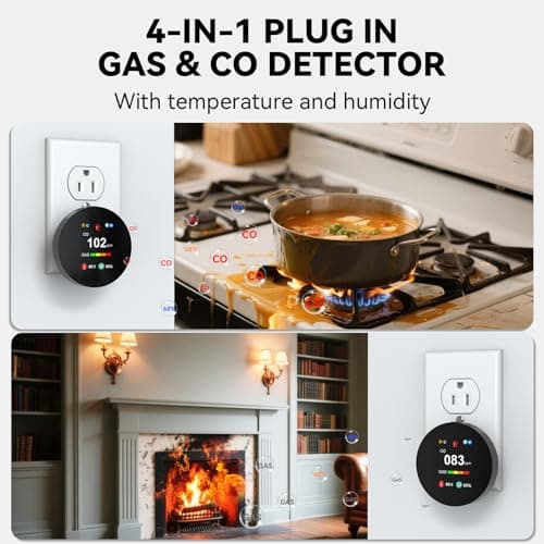 CHZHVAN LPG/Natural Gas/Charcoal Leak Detector, Plug-in Monitor, Methane and Propane Butane, Sound Alarm and LED Digital Display for Kitchen, Mobile Home, Garage - Thumbnail 2