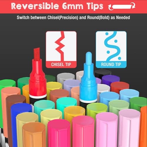 HomFilix 24-Color Liquid Chalk Markers Set, Erasable, Dust-Free, for Blackboard, Glass, Cars, Windows - Ideal for Display, Creativity, Art Projects, Dry Erase Markers - Thumbnail 3