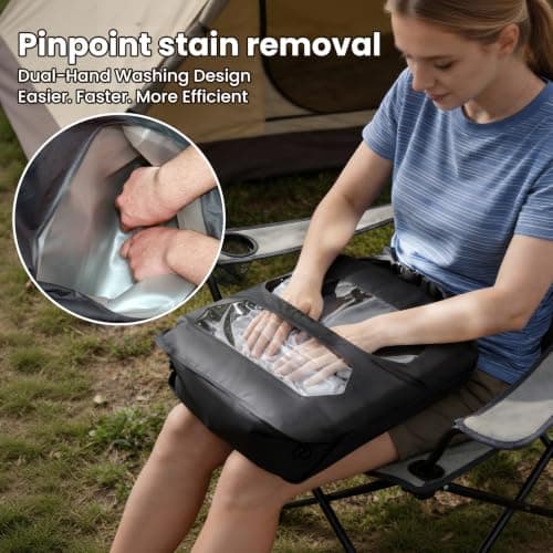 Travel Washing Bag, 2-in-1 Air Valve Design for Separate Washing and Less Water Use, Portable Travel Laundry Washing Bag for Camping, Cruise and RV Living - Travel Lighter, Carry Less - Thumbnail 3