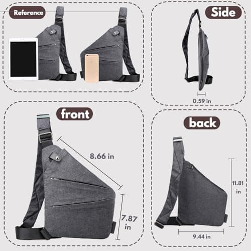 ocalil Anti Theft Travel Bag,Crossbody Travel Bag, Sling Bag Travel Crossbody Bag for Women Men (right shoulder, black) - Thumbnail 3
