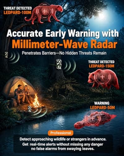 Camping Radar Security Alarm,Wireless Perimeter Alarm,Rechargeable Motion Sensor Trip Alarm,1/2 Mile Range,Waterproof System for Outdoor Security&Survival Gear-Updated Version(Jungle Camo) - Thumbnail 3