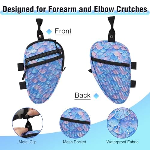 supregear Forearm Crutch Bag - Lightweight Water-Resistant Premium Storage Organizer with Cup Holder & Multiple Pockets, Hands-Free Mobility Accessory for Elbow Crutches, Gradient Blue - Thumbnail 2
