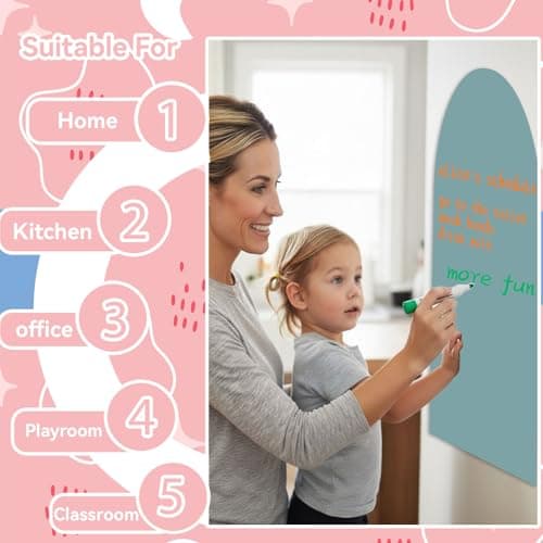 Magnetic Arch Wall Decal for Kids 18x48 Inch,Upgraded Thickened Magnetic Chalkboard for Most Wall,Suitable for Home Decoration Wallpaper and Children's Game Room (Celadon, 18x48 Inch) - Thumbnail 6