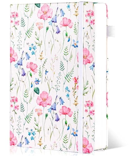 CAGIE Floral Lined Journal for Women – A5 Hardcover Leather Journal Notebook with 320 Pages, 100GSM Paper, College Ruled Notebook, Journaling Notebooks for Writing, Daily Notes