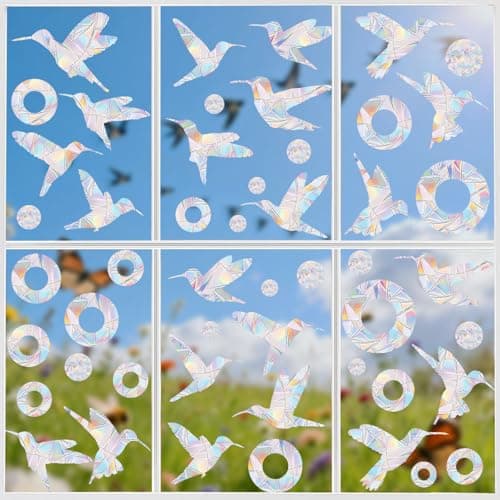 72 Pcs Window Decals to Prevent Bird Strikes - Anti-Collision Window Stickers for Birds, Rainbow Window Clings for Glass Windows, Reusable Static Clings for Bird Window Deterrent, No Glue Needed - Thumbnail 2