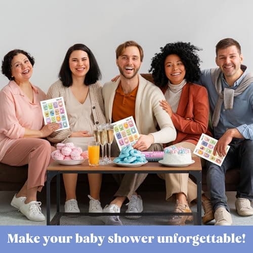 WOODAMORE Baby Shower Games for Girls and Boys - Baby Shower Loteria Bilingual Activities for Kids Ideas, Funny Party Bingo Game Loteria Cards in Spanish and English for 50 Players - Thumbnail 5