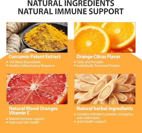 PureBotan Turmeric Curcumin Drink Powder, Turmeric Immunity Shots with Vitamin C, Orange Flavor Instant Drink Mix Packets, High Absorption Curcumin Complex CuminUP60, Immune & Joint Support Supplement - Thumbnail 4