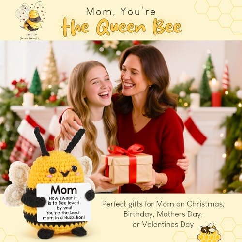 Mother Birthday Gifts for Mom from Daughter Son - Mom Gifts Mother in Law Anniversary Happy Birthday Gift Ideas for Best Moms Ever Mama Mommy, Christmas White Elephant Cute Small Crochet Bee Present - Thumbnail 6