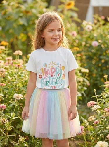 Birthday Girl Shirt for Girls Cute Graphic Tee Short Sleeve Casual Top for Kids Age 5-14 Birthday Party Outfit - Thumbnail 5