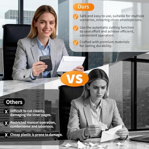 PYRODUM Rechargeable Electric Letter Opener, Automatic Envelope Slitter with Safe Hidden Blade, 1500 Cuts per Charge, Portable Mail Opener for Office Mailroom & Home Desk, Elderly, No Battery Needed - Thumbnail 6